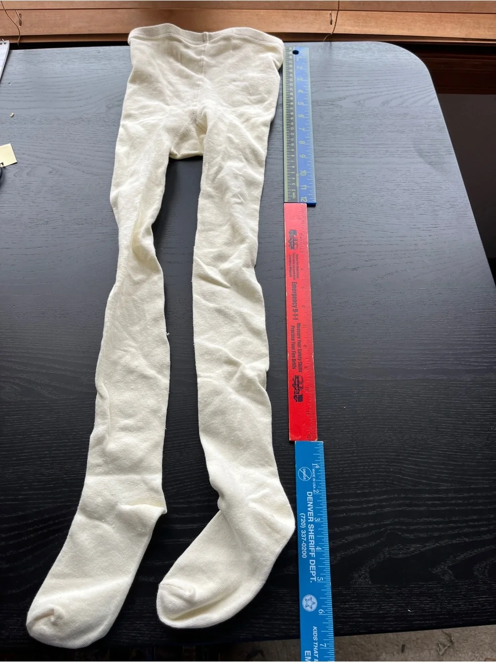 Cream Knit Tights Leggings Stockings Size 12-14 Off White